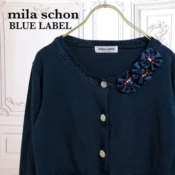 [밀라숀] 니트/가디건 [S] 네이비 무지 리본/비즈 긴팔