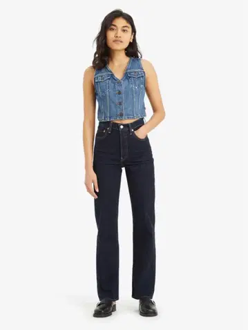 Levi's RIBCAGE 스트레이트 청바지 다크 인디고