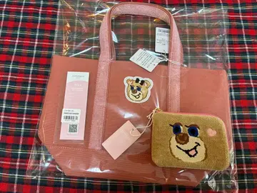 페이러 올드 테디 와펜 토트백 핑크 소/L자 파우치 여아 새상품