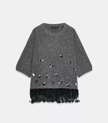 ZARA 울 스팽글 페더 스웨터