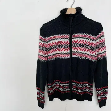 노르딕 무늬 퍼 점퍼 아우터 겉옷