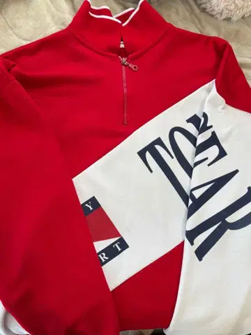 집업 하이넥 트레이닝복 빨흰