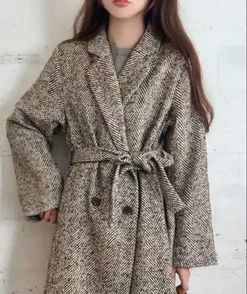 롱 헤링본 체스터 스텐카라 코트