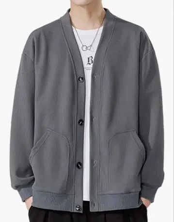 그레이 버튼 가디건