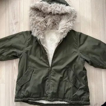 플리스 안감 후드 부착 자켓 올리브 그린