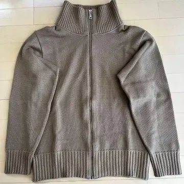 90년대풍 베이지 하이넥 풀 집업 니트 M