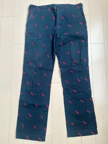 빔즈 골프 남성용 골프 팬츠 네이비 빨간색 파 자수 M 사이즈