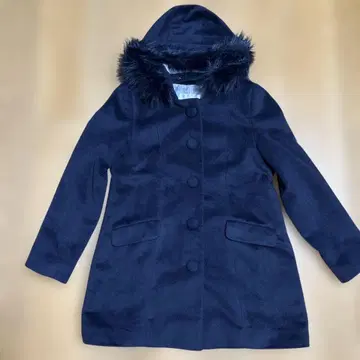 GLACIER 후드 부착 네이비 롱 코트