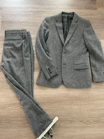 구매가 4~5만 엔 트위드 셋업 수트 그레이 헤링본 비슈