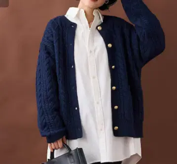 FREAK'S STORE 골드 버튼 케이블 니트 가디건