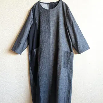 그레이 7부 소매 원피스