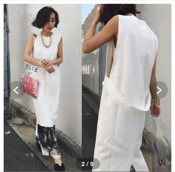 화이트 슬리브리스 티셔츠 원피스