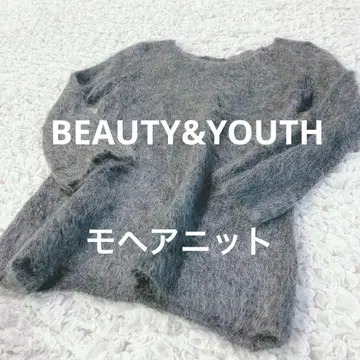 [ 새상품급 ] BEAUTY&YOUTH 모헤어 크루넥 니트 그레이