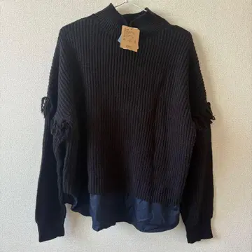 [택 포함 새상품] niko and - 니코앤드 니트 프린지 네이비 긴팔