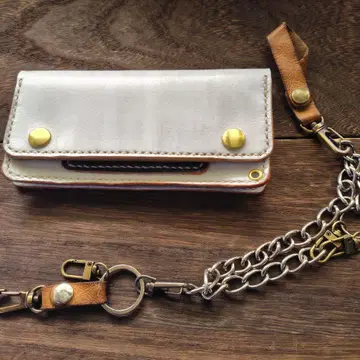 트래커 지갑 화이트 x 블랙 수제 롱 타입 85