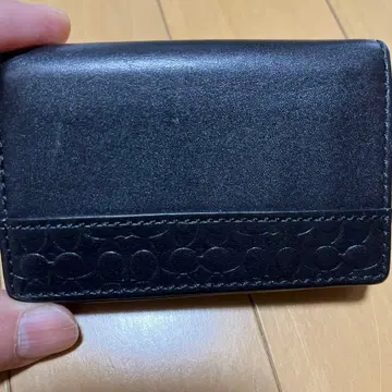 블랙 가죽 명함지갑 카드 포켓 3개