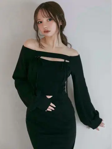 ANDMARY Bebe 리본 드레스 블랙