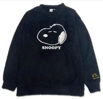 스누피 보아 트레이닝복 자수 남성용 L 블랙