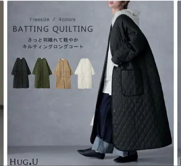 HUG.U 퀼팅 롱 코트 블랙 프리 사이즈