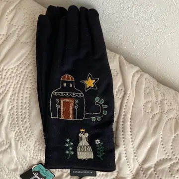 Atsuko Matano 동화, 여아 자수 장갑 블랙