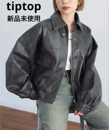 tiptop [빈티지 가공] 빅 숏 인조 가죽 블루종