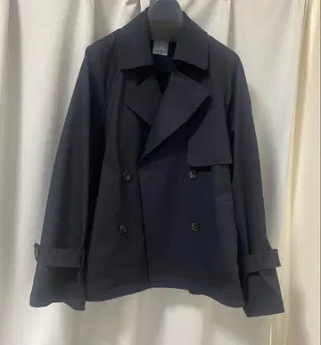 쿠미쿄쿠 [WEB 한정판] 코튼라이크 트윌 숏 트렌치코트 네이비