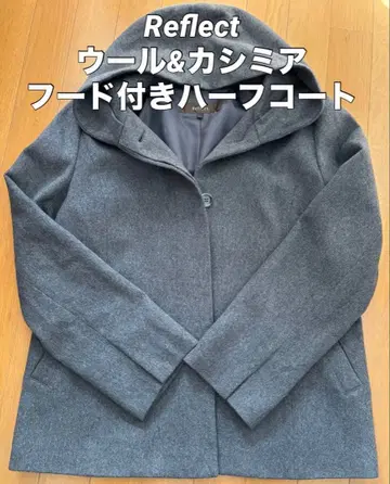 Reflect 울&캐시미어 후드 부착 하프 코트
