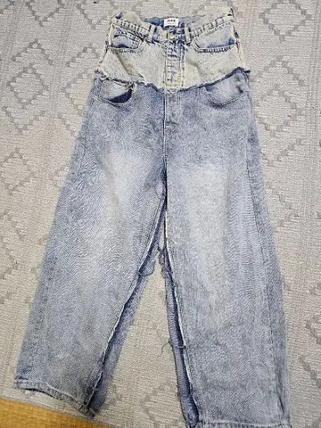 리메이크 디자인 와이드 핏 데님 팬츠