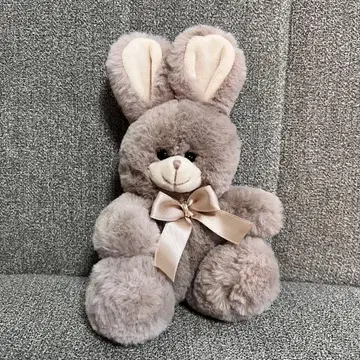 [귀여운] 토끼 봉제 인형 복슬복슬 리본 모카