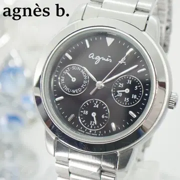 작동품 새상품 배터리 에네스베 여성용 손목시계 멀티 팬 다이얼 블랙