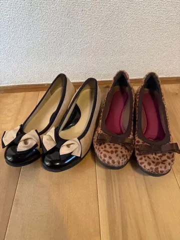 리본 포함 플랫슈즈 2켤레 세트 23cm