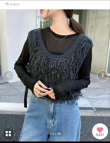 andme 루프 트위스트 편직 니트 베스트 숏 기장 루프 니트 베스트