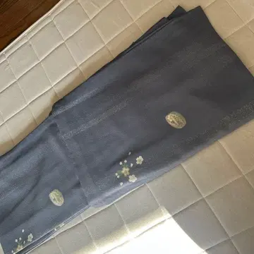 그레이 실크 기모노 꽃무늬 더스티 컬러