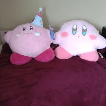 커비 봉제 인형 2개 파티 햇 포함