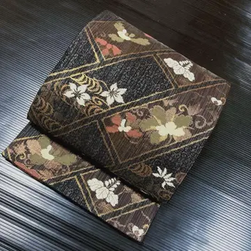 순수 실크 육통 후쿠로 오비 [작은 꽃]