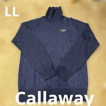 새상품급 Callaway 네이비 로고 터틀넥 스웨터 울 44% LL