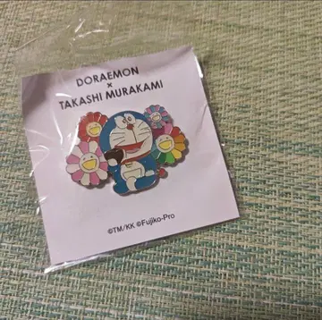 새상품 도라에몽  핑 핀 배지 무라카미 다카시 무지개 꽃 플라워 니코