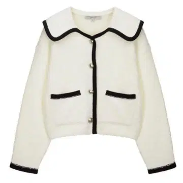 한국 on&on 세일러 니트 가디건 골드 버튼