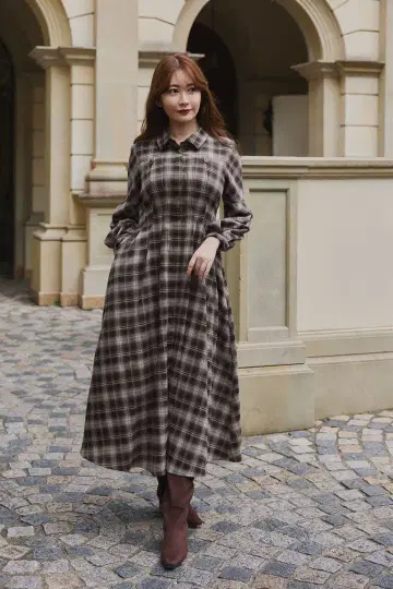 [ 새상품 ] 하립투 Marion Plaid Shirt Dress