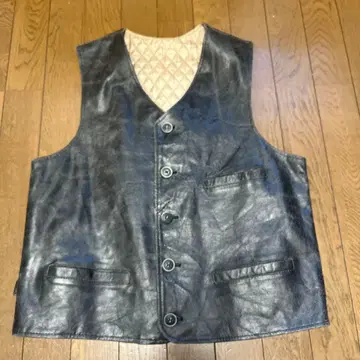 이탈리아제 가죽 베스트 L 사이즈 90년대 빈티지 천연 가죽