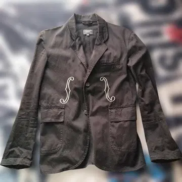 조니 쿨 자수 테일러드 자켓 로카빌리 L 블랙 코튼 소재