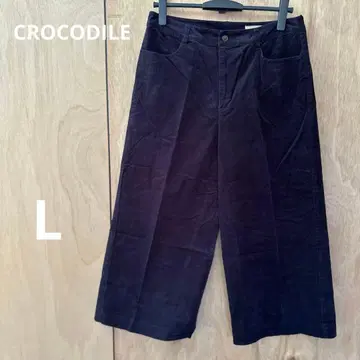 블랙 코듀로이 와이드 팬츠 크로커다일