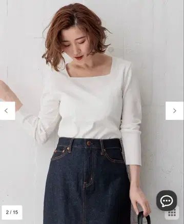 23구 [세탁 가능] 컴팩트 리브 스퀘어 넥 티셔츠 화이트/M