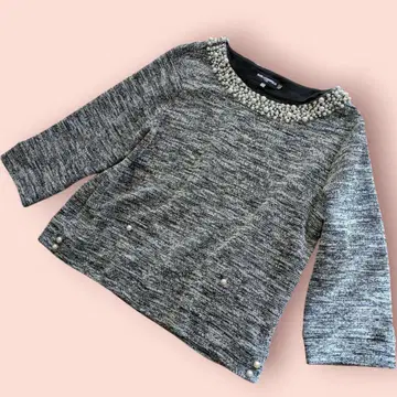 칼 라거펠트 펄 장식 7부 소매 니트 풀오버 L