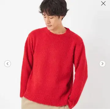 니트 플러피 모헤어 믹스 크루넥 니트