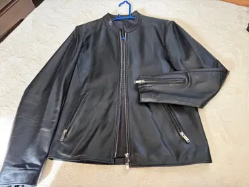 STUDIOUS 블랙 가죽 싱글 라이더 자켓