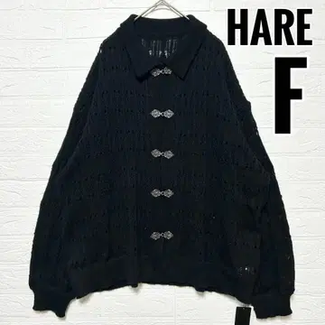 HARE 하레 니트 셔츠 가디건 메탈 버튼 블랙 [ F ]