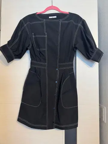 SLY 블랙 전면 버튼 원피스