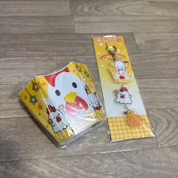 카라아게쿤 산리오 콜라보 1번 복권 포차코 소품함 키링 세트