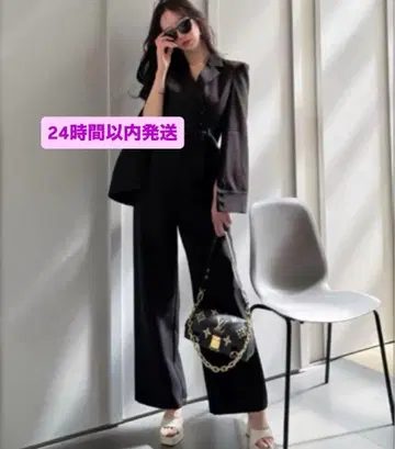 [ ROYAL PARTY ] 벨트 포함 케이프풍 올인원 블랙